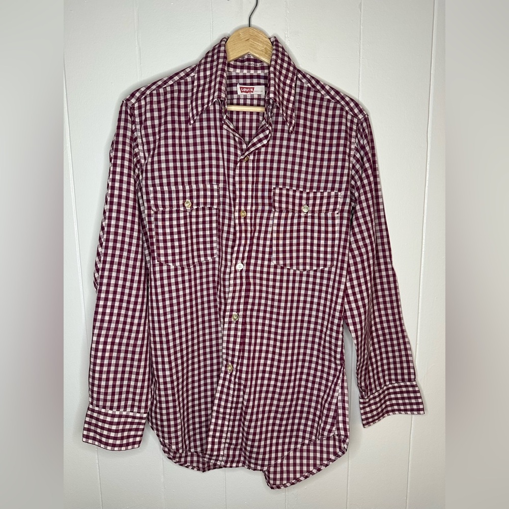 Vintage 70s/80s Levi’s Gingham Button Up Shirt Men’s M Made in USA Western